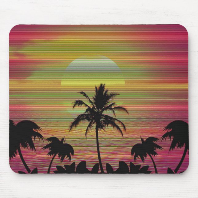 Caribbean Sunset Vaporwave Aesthetic Retro 80s 90s Mouse Pad (Front)