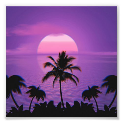 Caribbean Sunset Vaporwave Aesthetic Retro 80s 90s Photo Print