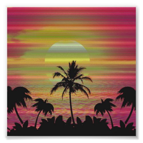 Caribbean Sunset Vaporwave Aesthetic Retro 80s 90s Photo Print