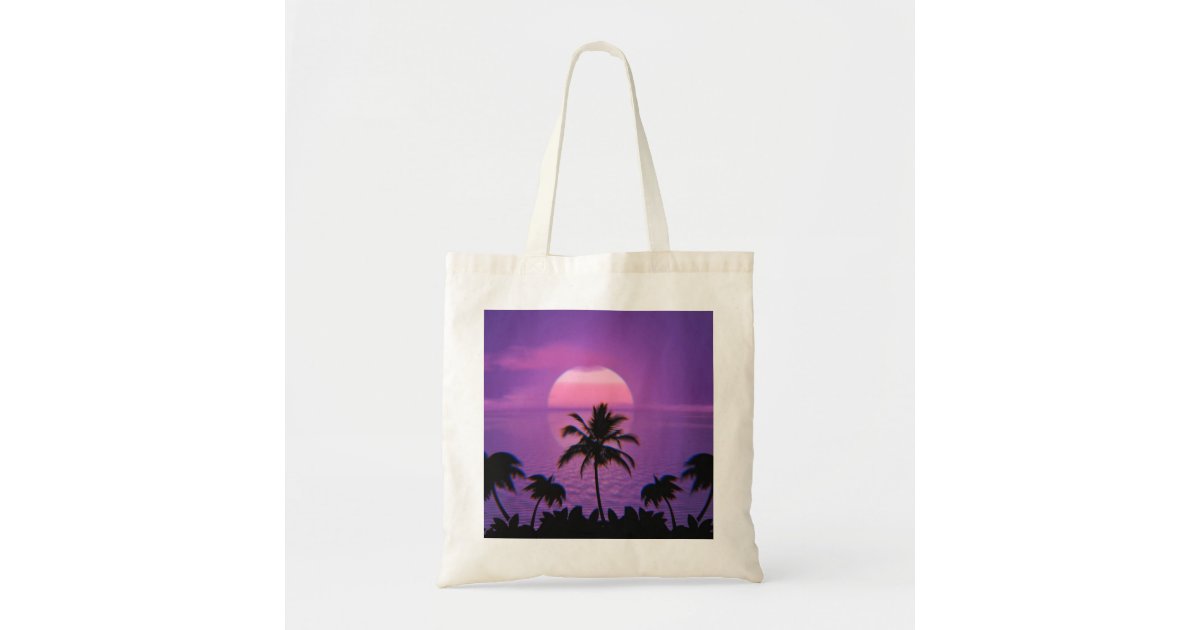 Caribbean Sunset Vaporwave Aesthetic Retro 80s 90s Tote Bag