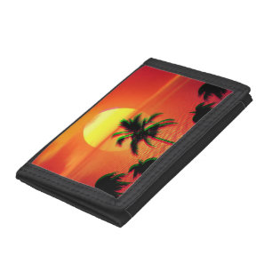 Caribbean Sunset Vaporwave Aesthetic Retro 80s 90s Trifold Wallet
