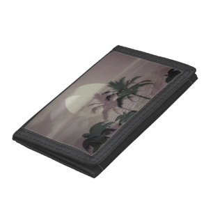 Caribbean Sunset Vaporwave Aesthetic Retro 80s 90s Trifold Wallet