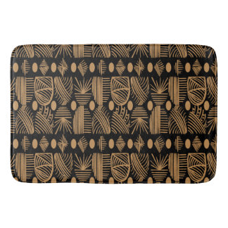 Caribbean Tribal Mudcloth: Black, Gold Bath Mat