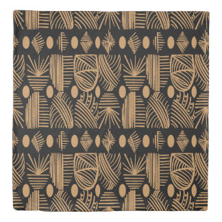 Caribbean Tribal Mudcloth: Black, Gold Duvet Cover