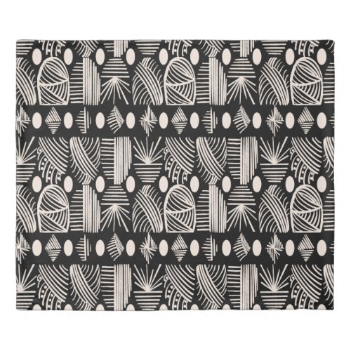 Caribbean Tribal Mudcloth Black White Duvet Cover