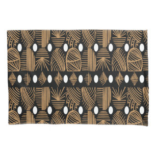 Caribbean Tribal Mudcloth: Black, White, Gold Pillow Case