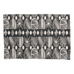 Caribbean Tribal Mudcloth: Black, White, Pillow Case
