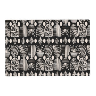 Caribbean Tribal Mudcloth: Black, White, Placemat