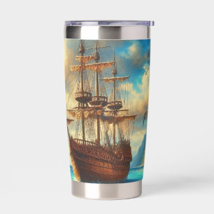 Caribbean/tropical beach ship art insulated tumbler