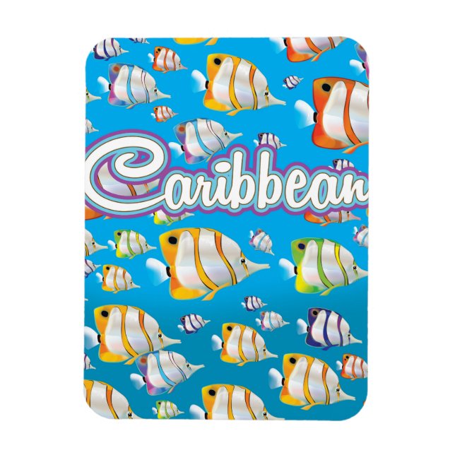 Caribbean tropical fish Travel Poster. Magnet (Vertical)