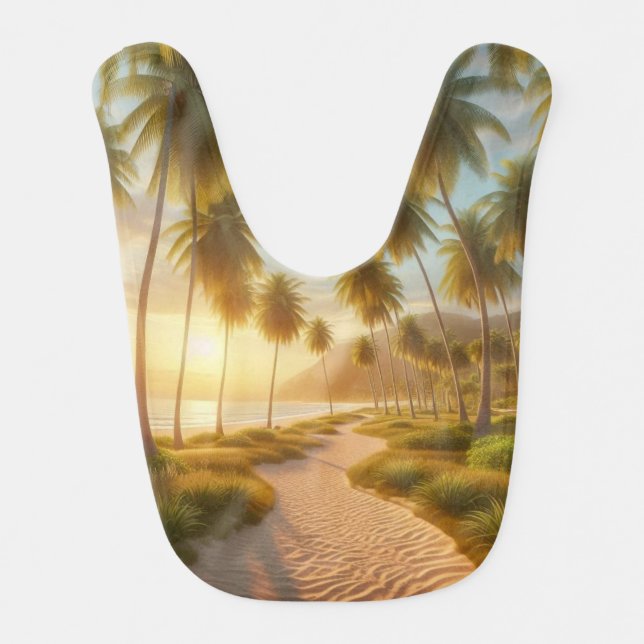 Caribbean/tropical/Hawaiian beach sunset Baby Bib (Front)