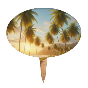 Caribbean/tropical/Hawaiian beach sunset Cake Topper