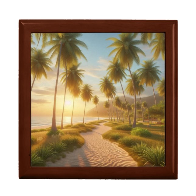 Caribbean/tropical/Hawaiian beach sunset Gift Box (Front)