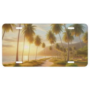 Caribbean/tropical/Hawaiian beach sunset License Plate