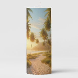 Caribbean/tropical/Hawaiian beach sunset Pillar Candle