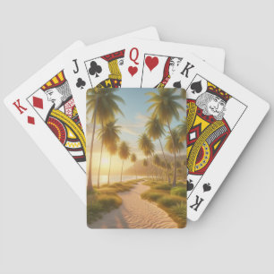 Caribbean/tropical/Hawaiian beach sunset Poker Cards