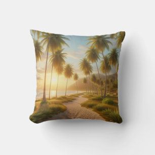 Caribbean/tropical/Hawaiian beach sunset Throw Pillow