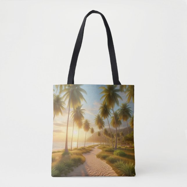 Caribbean/tropical/Hawaiian beach sunset Tote Bag (Front)