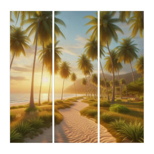 Caribbean/tropical/Hawaiian beach sunset Triptych