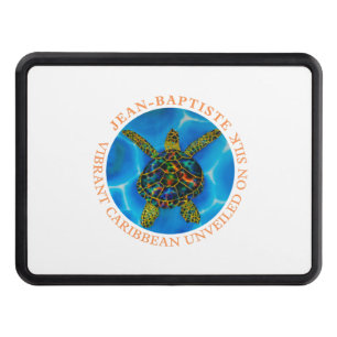 Caribbean unveiled on silk. - rainbow Sea Turtle C Hitch Cover