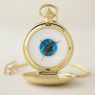 Caribbean unveiled on silk. - rainbow Sea Turtle  Pocket Watch