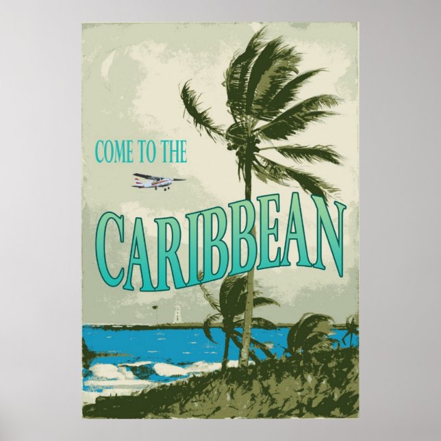 Caribbean Vintage Travel Poster (Front)