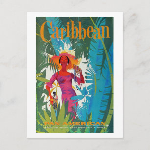 Caribbean Vintage Travel Poster Postcard