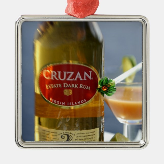 Caribbean, Virgin Islands. Cruzan Estate Dark Metal Ornament (Front)