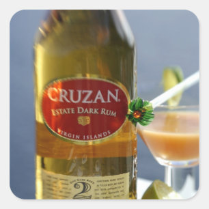 Caribbean, Virgin Islands. Cruzan Estate Dark Square Sticker