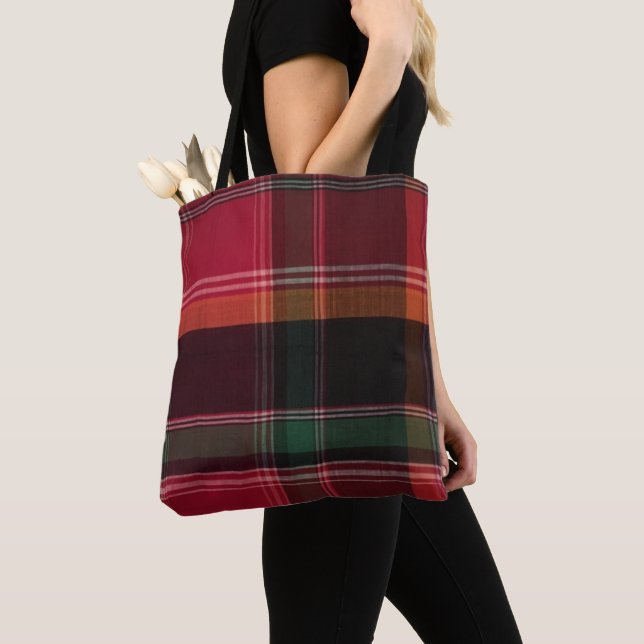  Caribbean Virgin Islands Madras Plaid Pattern Tote Bag (Close Up)