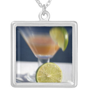 Caribbean, Virgin Islands. Tropical rum punch, Silver Plated Necklace