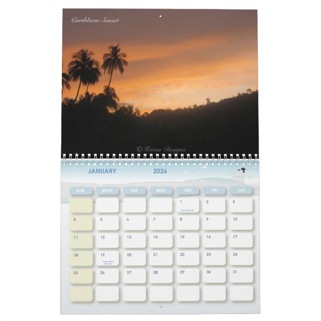 Caribbean Wall Calendar (Jan 2026)