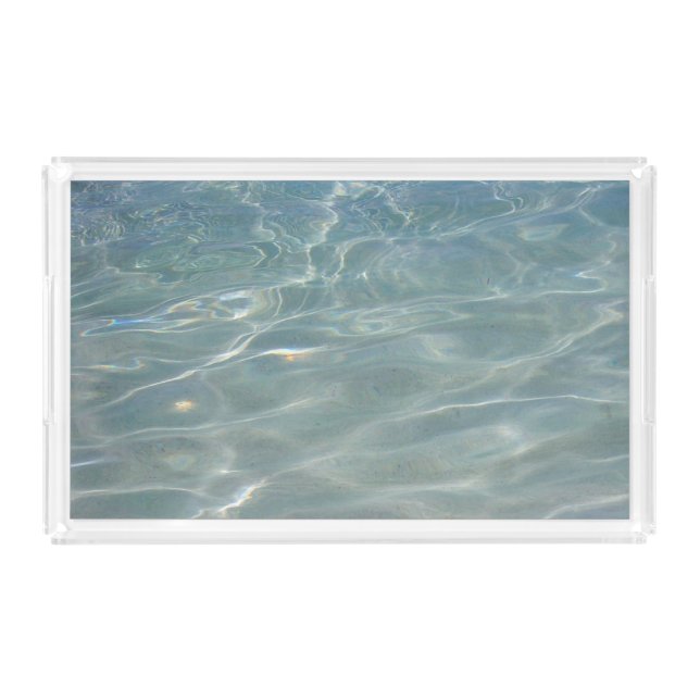 Caribbean Water Abstract Blue Nature Acrylic Tray (Front)