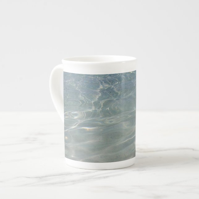 Caribbean Water Abstract Blue Nature Bone China Mug (Front Left)