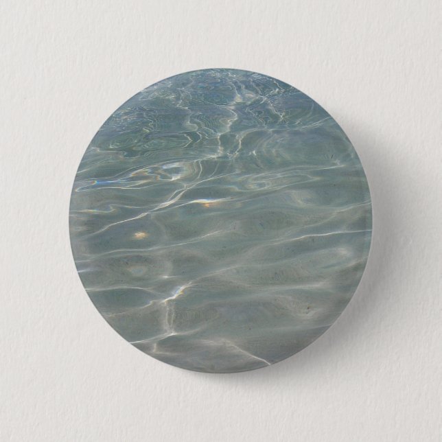 Caribbean Water Abstract Blue Nature Button (Front)
