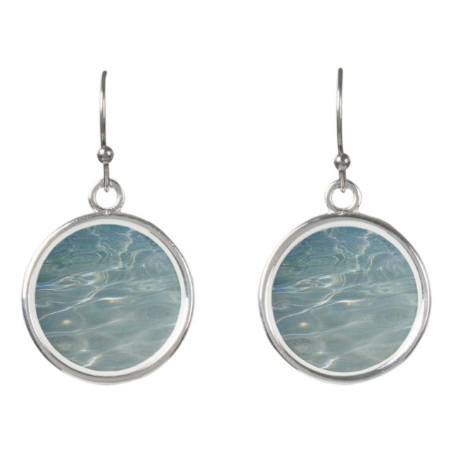 Caribbean Water Abstract Blue Nature Earrings (Front)