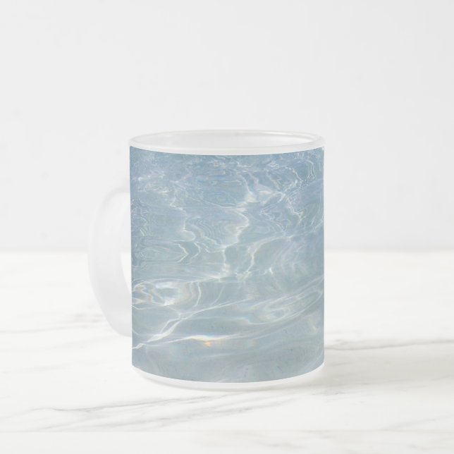 Caribbean Water Abstract Blue Nature Frosted Glass Coffee Mug (Front Left)