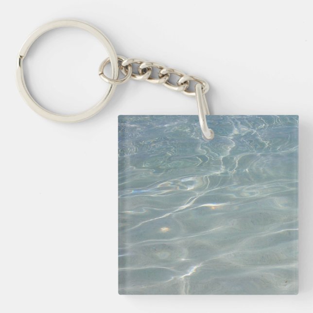 Caribbean Water Abstract Blue Nature Keychain (Front)