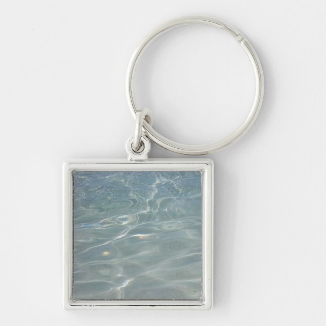 Caribbean Water Abstract Blue Nature Keychain (Front)