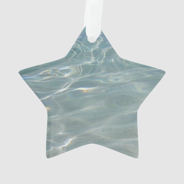 Caribbean Water Abstract Blue Nature Ornament (Back)