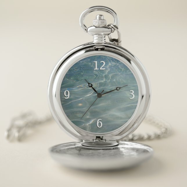 Caribbean Water Abstract Blue Nature Pocket Watch (Inside)