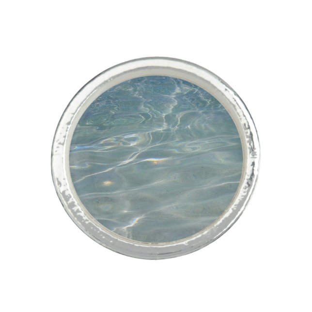 Caribbean Water Abstract Blue Nature Ring (Front)