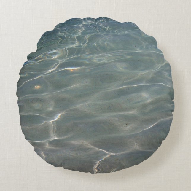 Caribbean Water Abstract Blue Nature Round Pillow (Front)