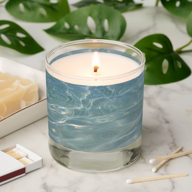 Caribbean Water Abstract Blue Nature Scented Candle (Lit)