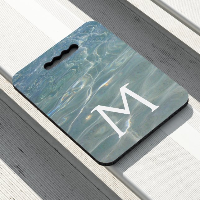 Caribbean Water Abstract Blue Nature Seat Cushion (In Situ)