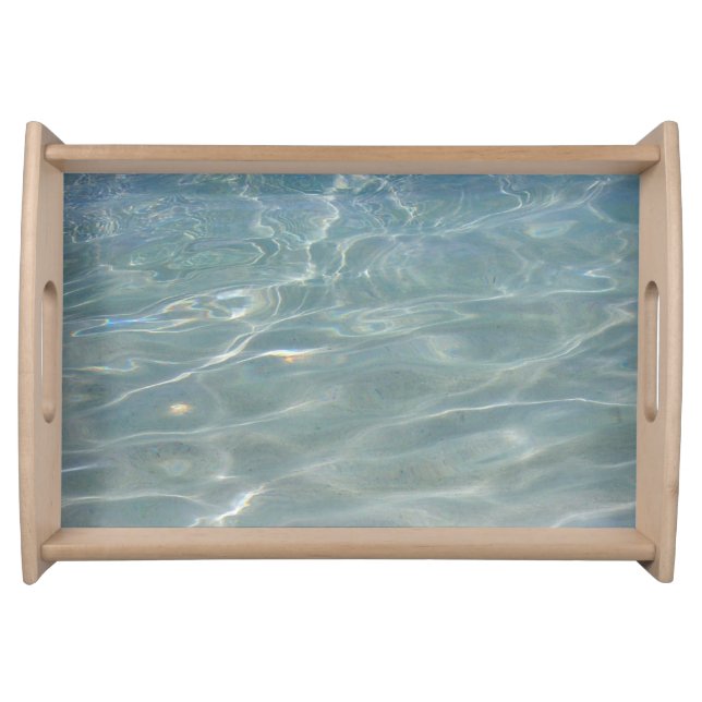 Caribbean Water Abstract Blue Nature Serving Tray (Front)