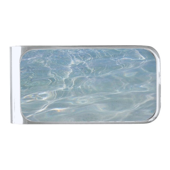 Caribbean Water Abstract Blue Nature Silver Finish Money Clip (Front)