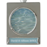 Caribbean Water Abstract Blue Nature Silver Plated Banner Ornament