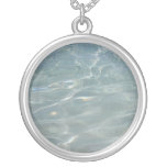 Caribbean Water Abstract Blue Nature Silver Plated Necklace