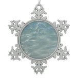Caribbean Water Abstract Blue Nature Snowflake Pewter Christmas Ornament